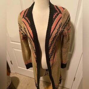 SALE!! Maurice's Boho Earth Tone Open Front Fringed Cardigan Sweater Size L